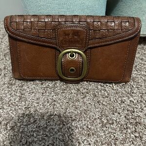 Brown Coach Riley Bleeker  Leather with Basket woven  Detail